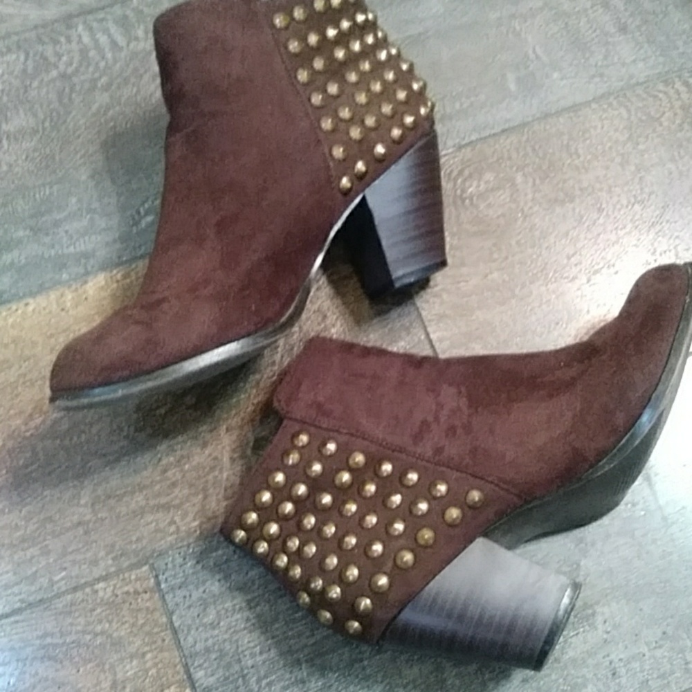 Ankle bootie with gold stud detail